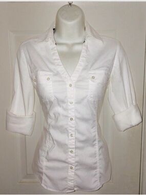 Express Classic White Button Down Top XS